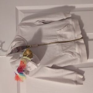 OshKosh B'gosh White Glitter Unicorn Hooded Zip Jacket